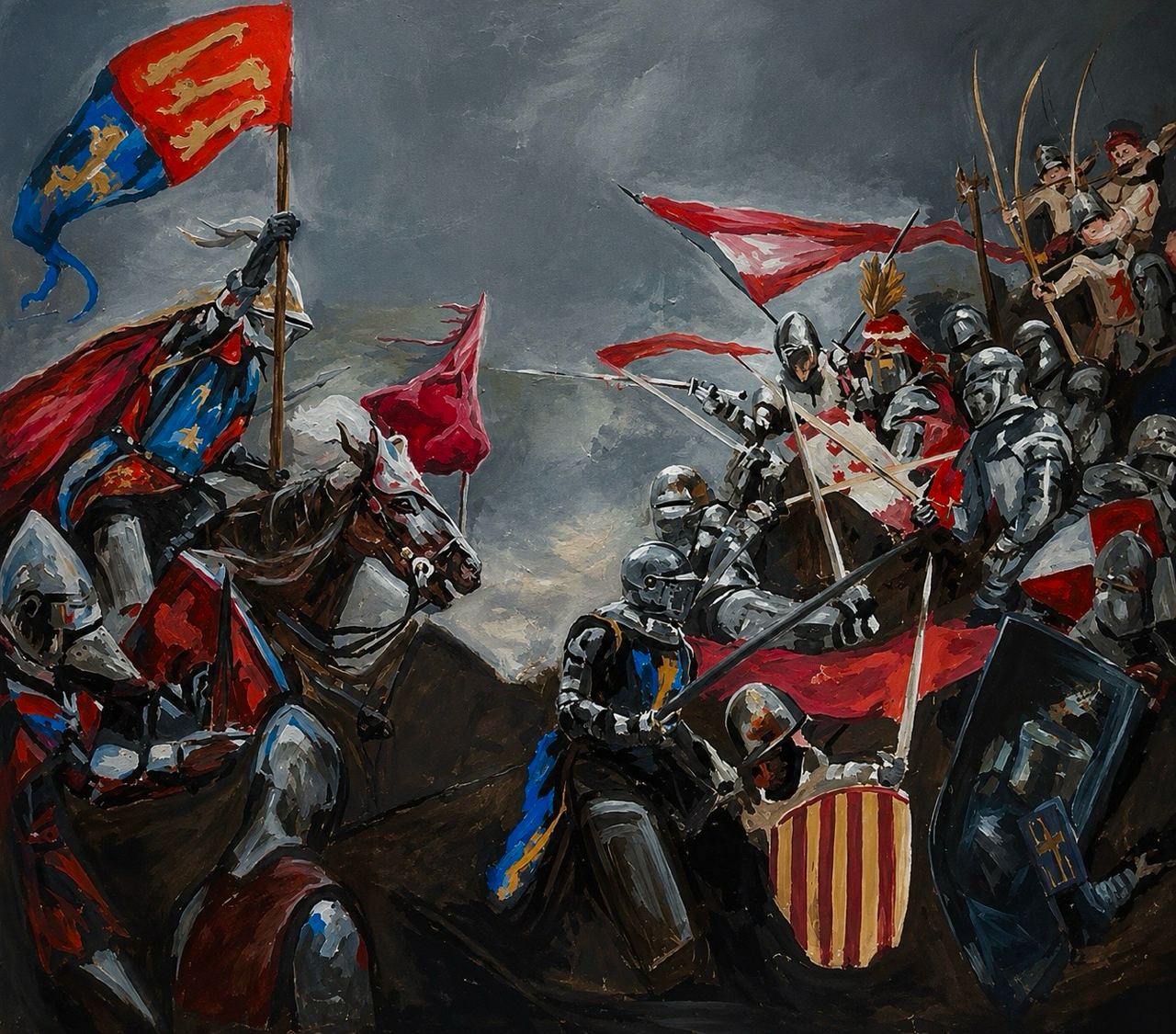 The Battle — medieval oil on canvas