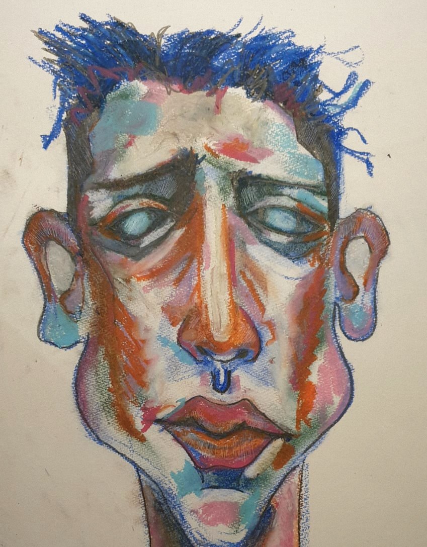 Self Study — blue-hair portrait